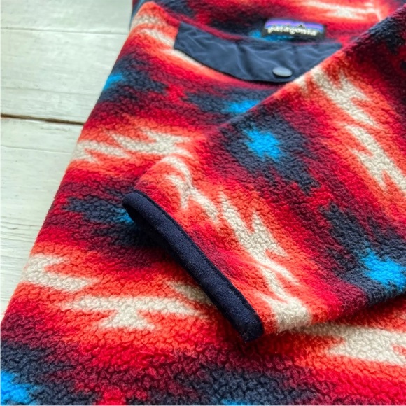 Patagonia Women's Aztec Synchilla Snap T Fleece Pullover Red Blue Wild Desert XS - Picture 12 of 12